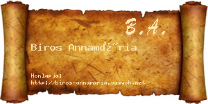 Biros Annamária névjegykártya